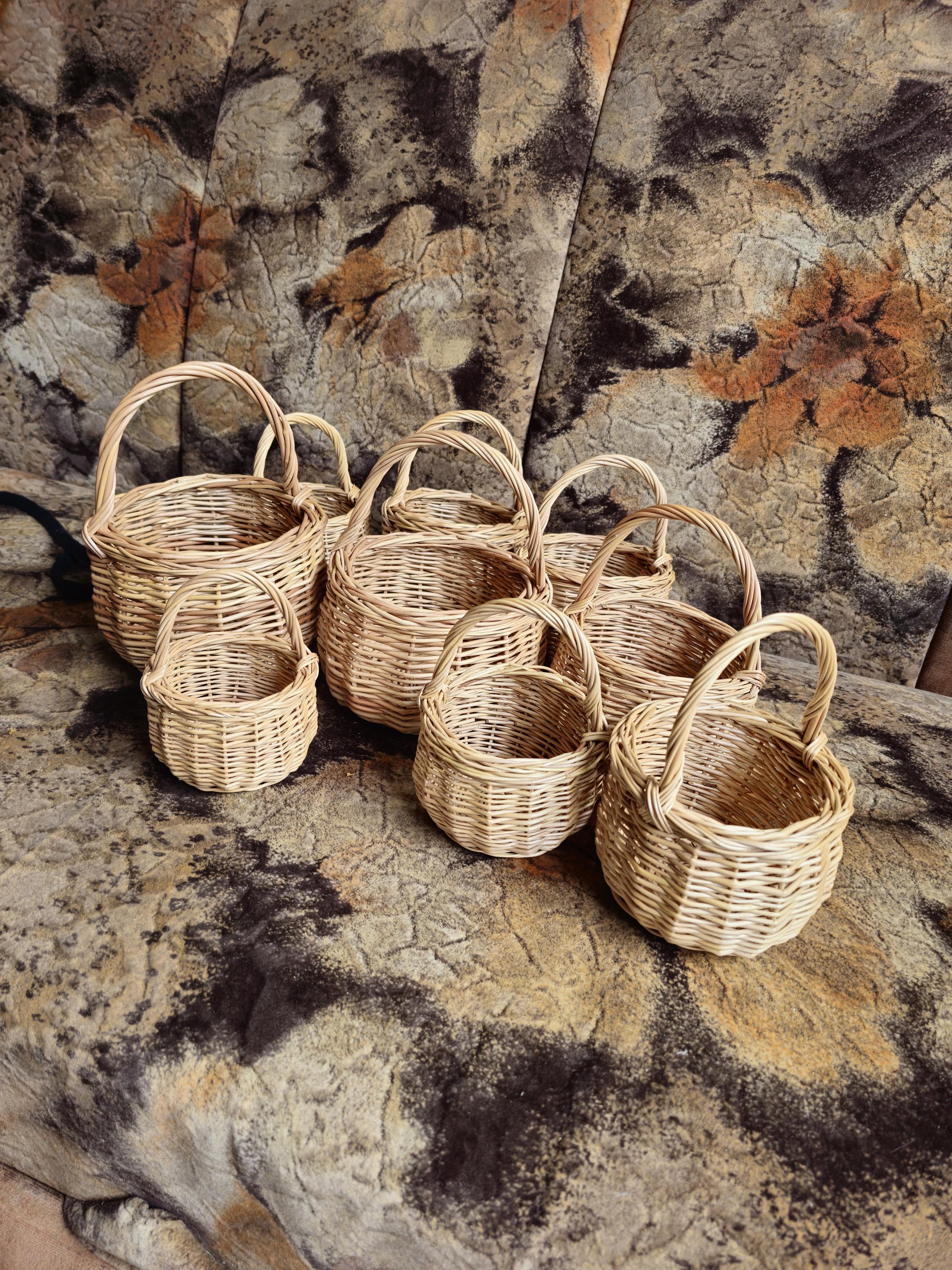 Small Handwoven Willow Basket with Handle