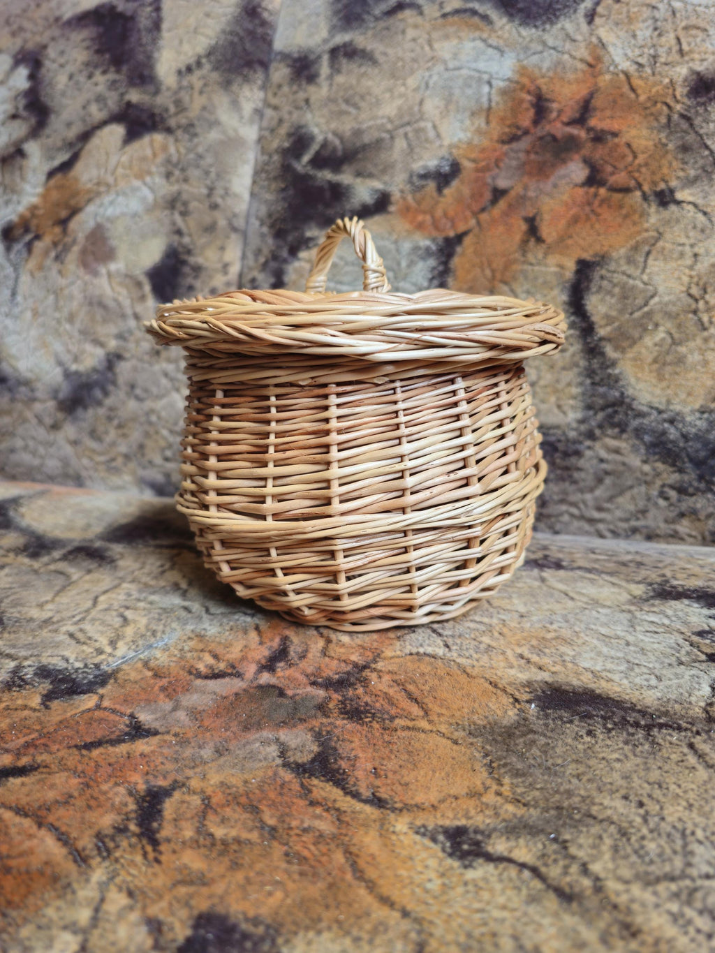Handwoven Willow Basket Jar with Lid