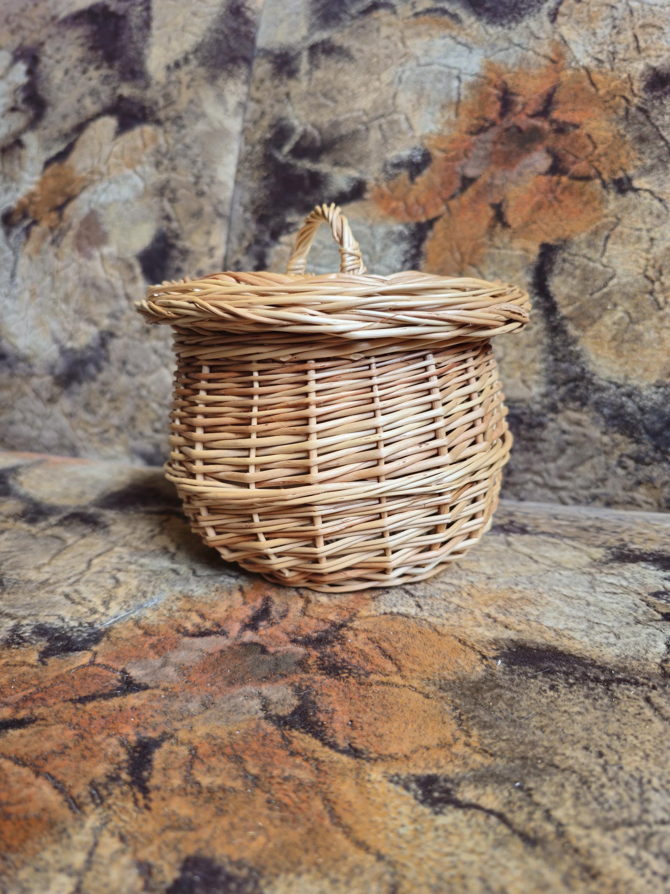 Handwoven Willow Basket Jar with Lid