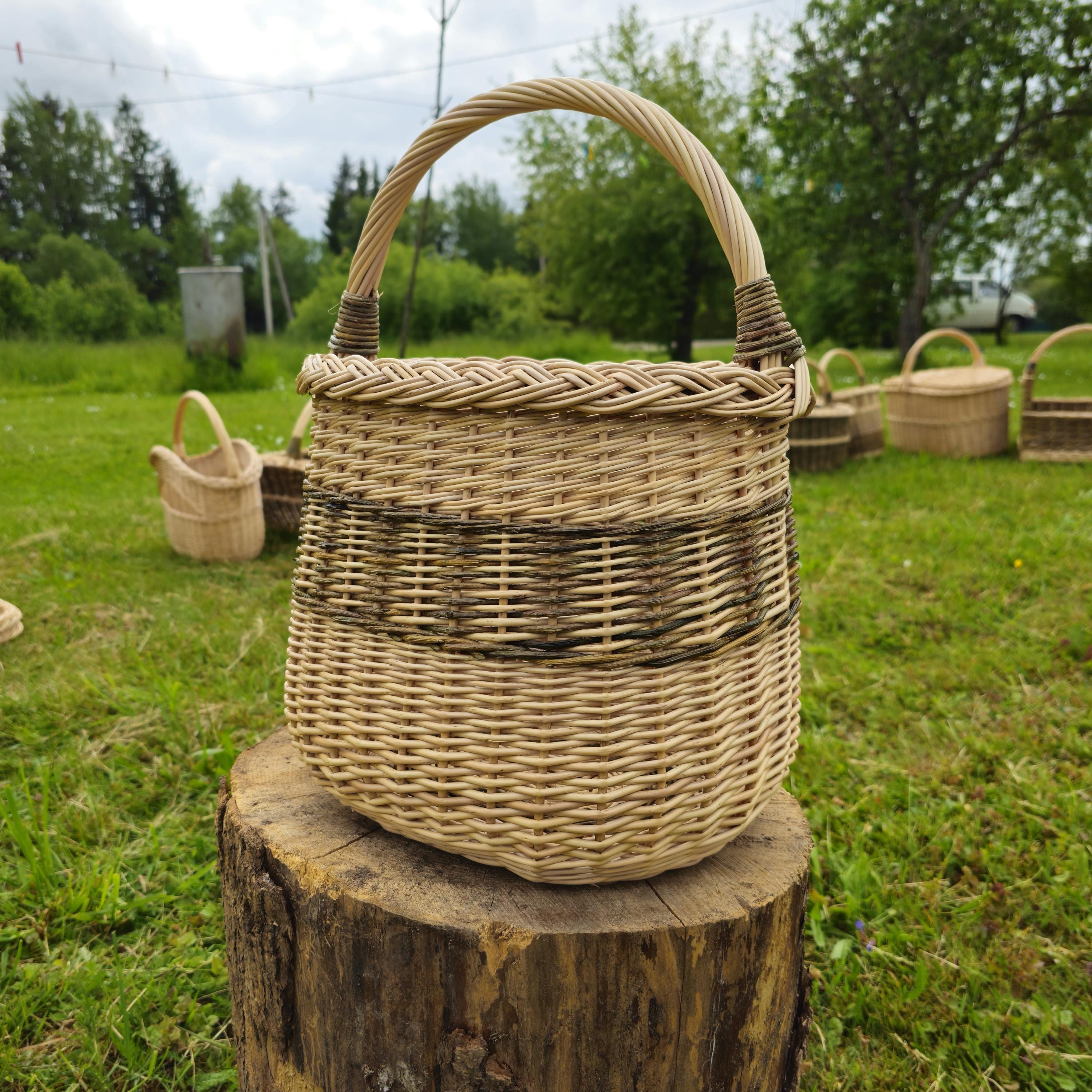 Handmade Tall Wicker Basket