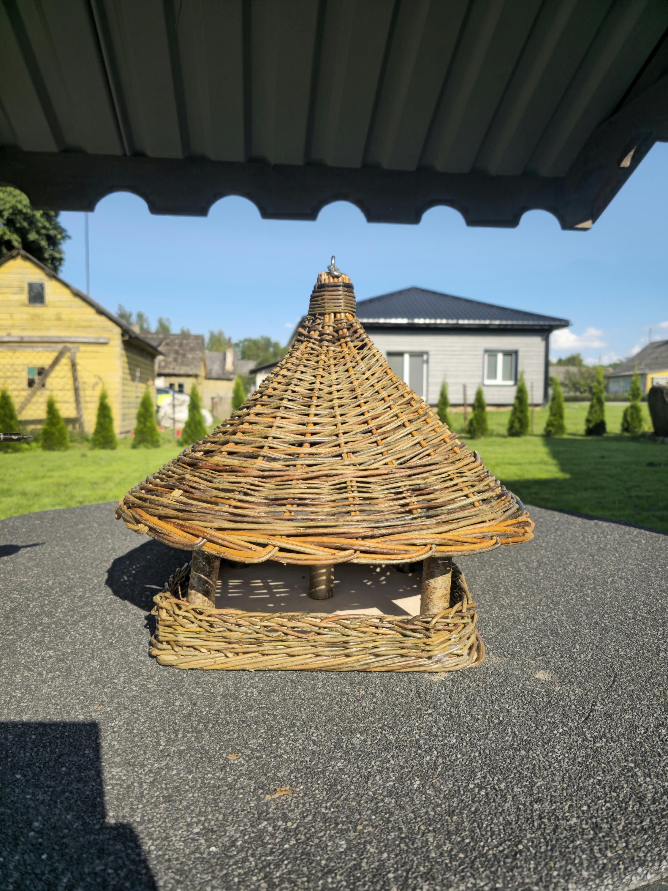 Handwoven Wicker Bird Feeder