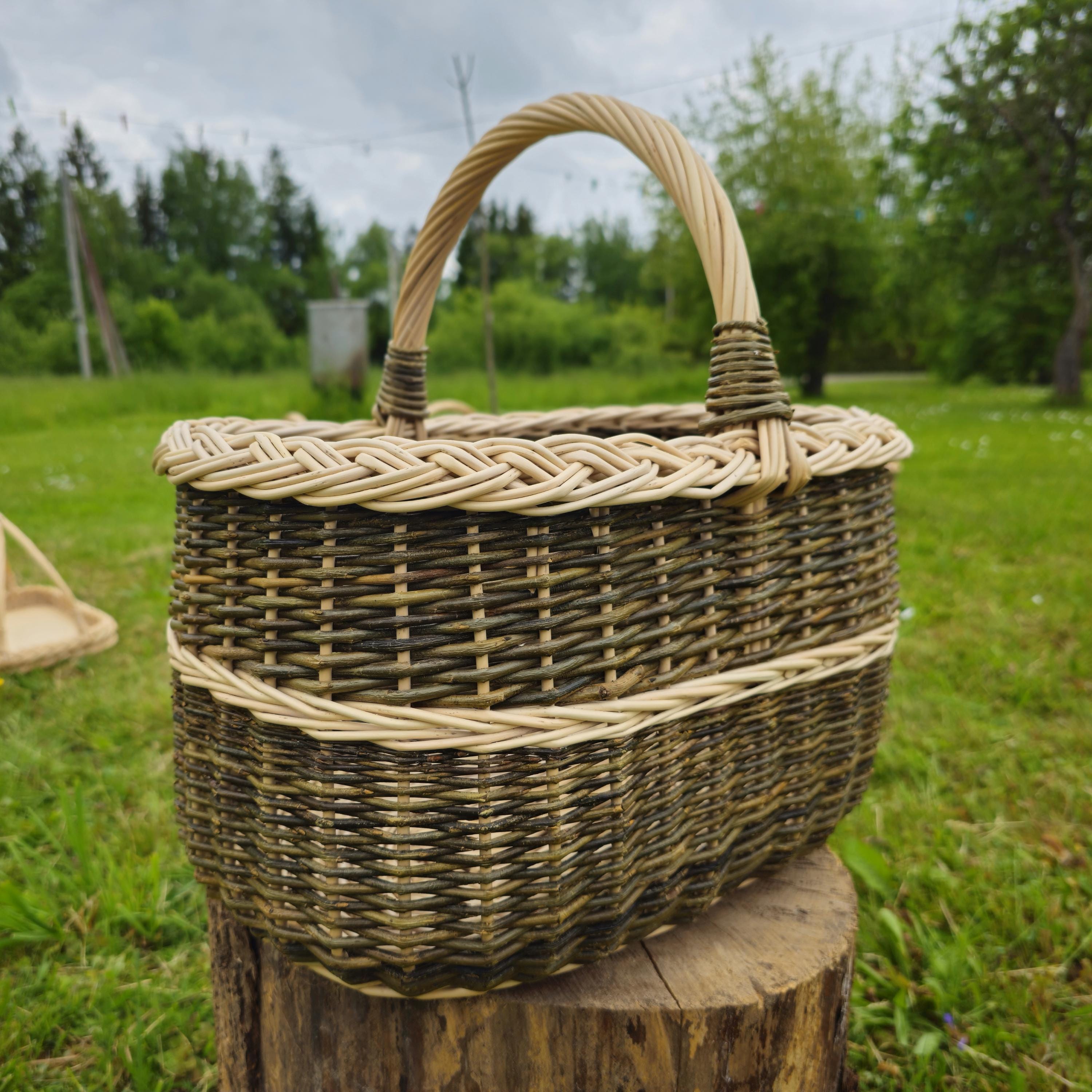 Handmade Wicker Basket with Handle