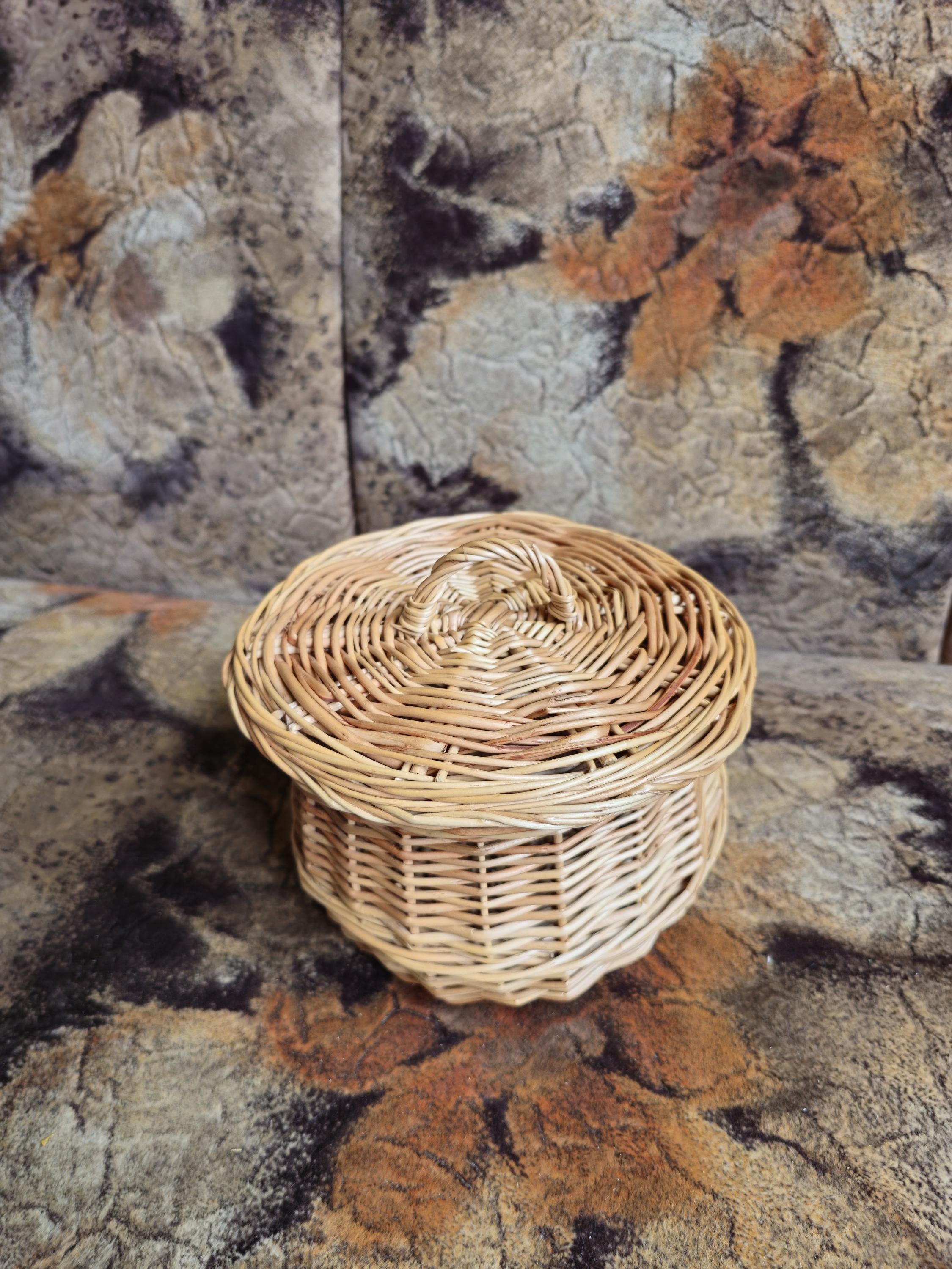 Handwoven Willow Basket Jar with Lid