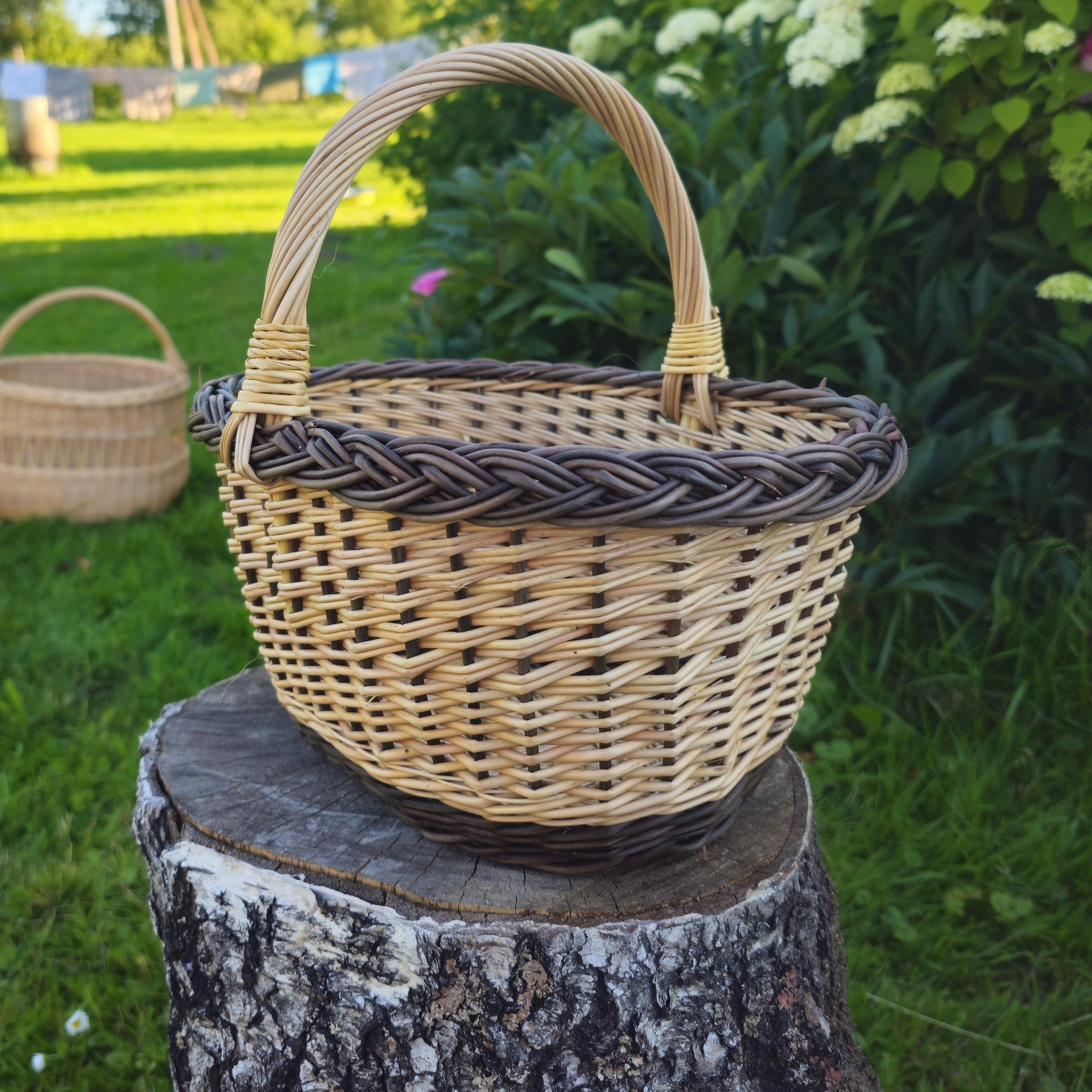 Handwoven Wicker Gathering Basket