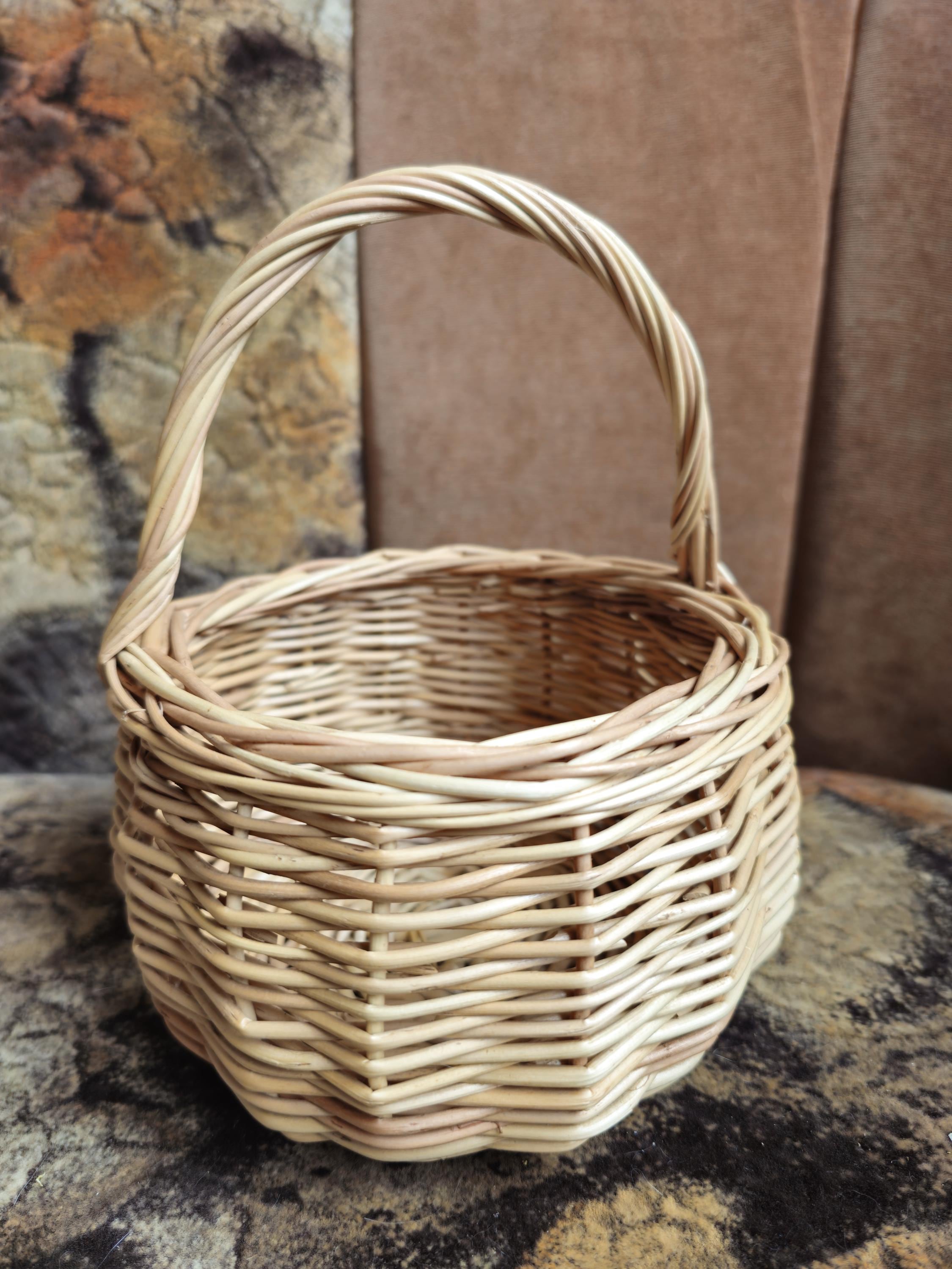 Small Handwoven Willow Basket with Handle