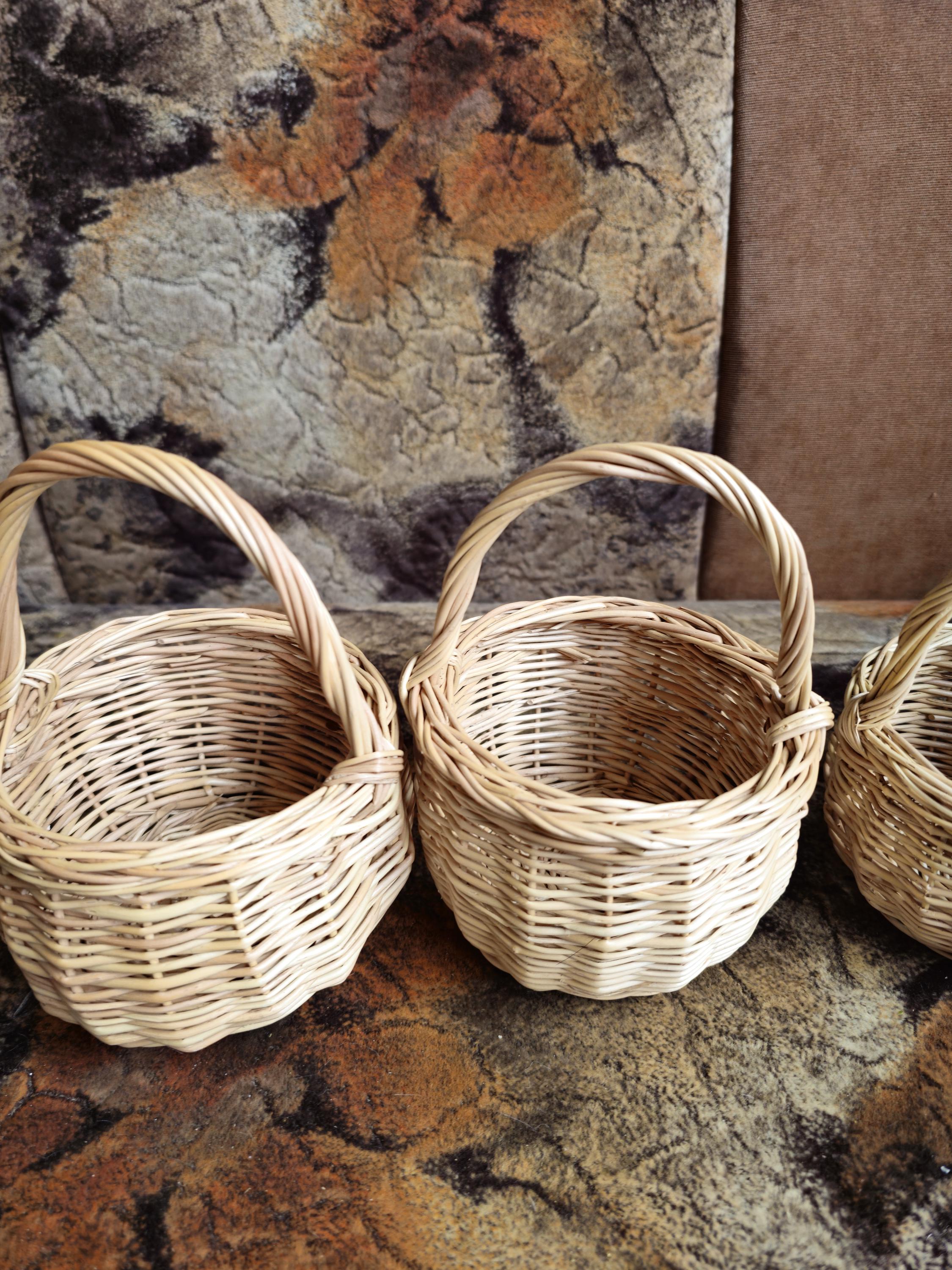 Small Handwoven Willow Basket with Handle
