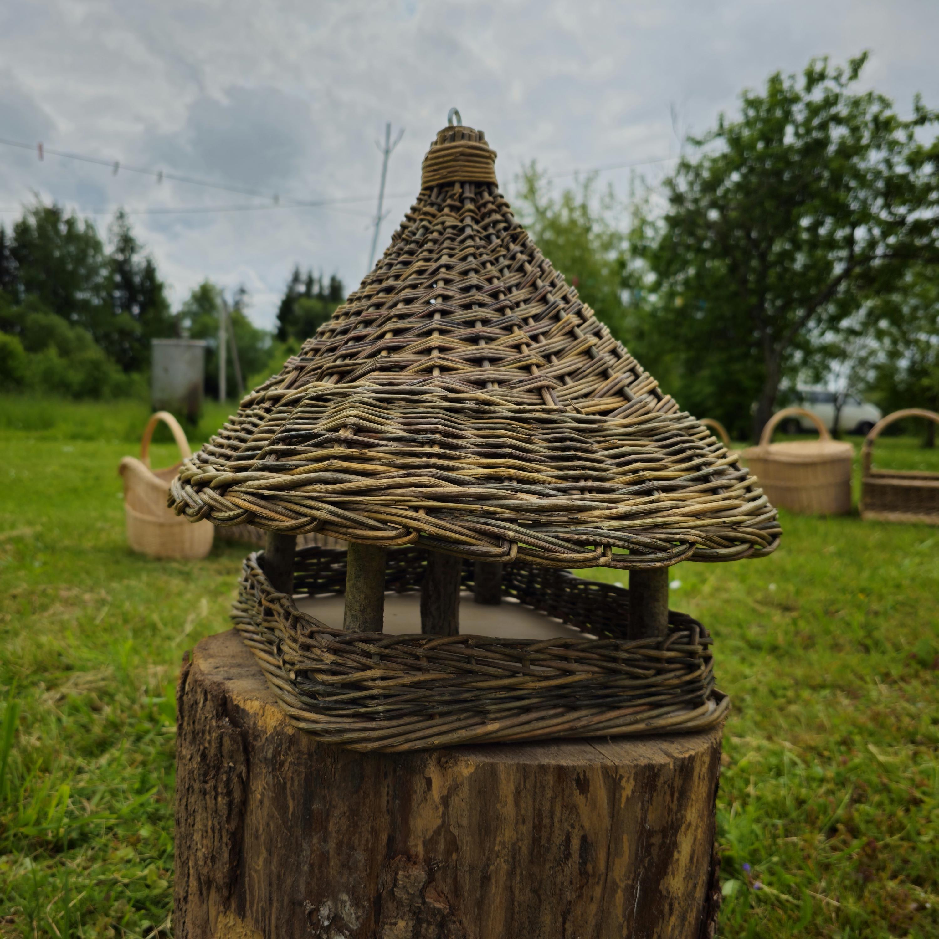 Handwoven Wicker Bird Feeder