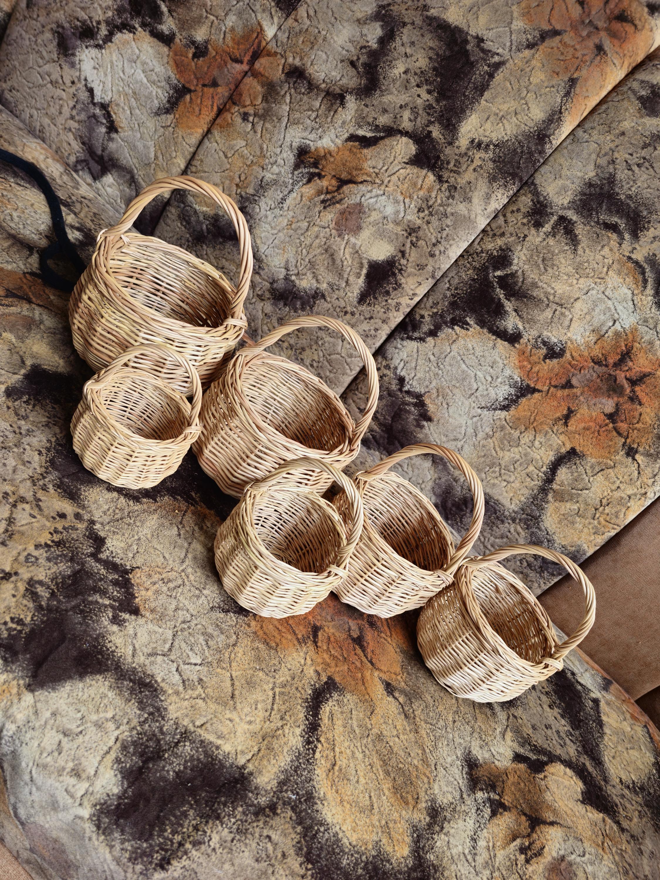 Small Handwoven Willow Basket with Handle