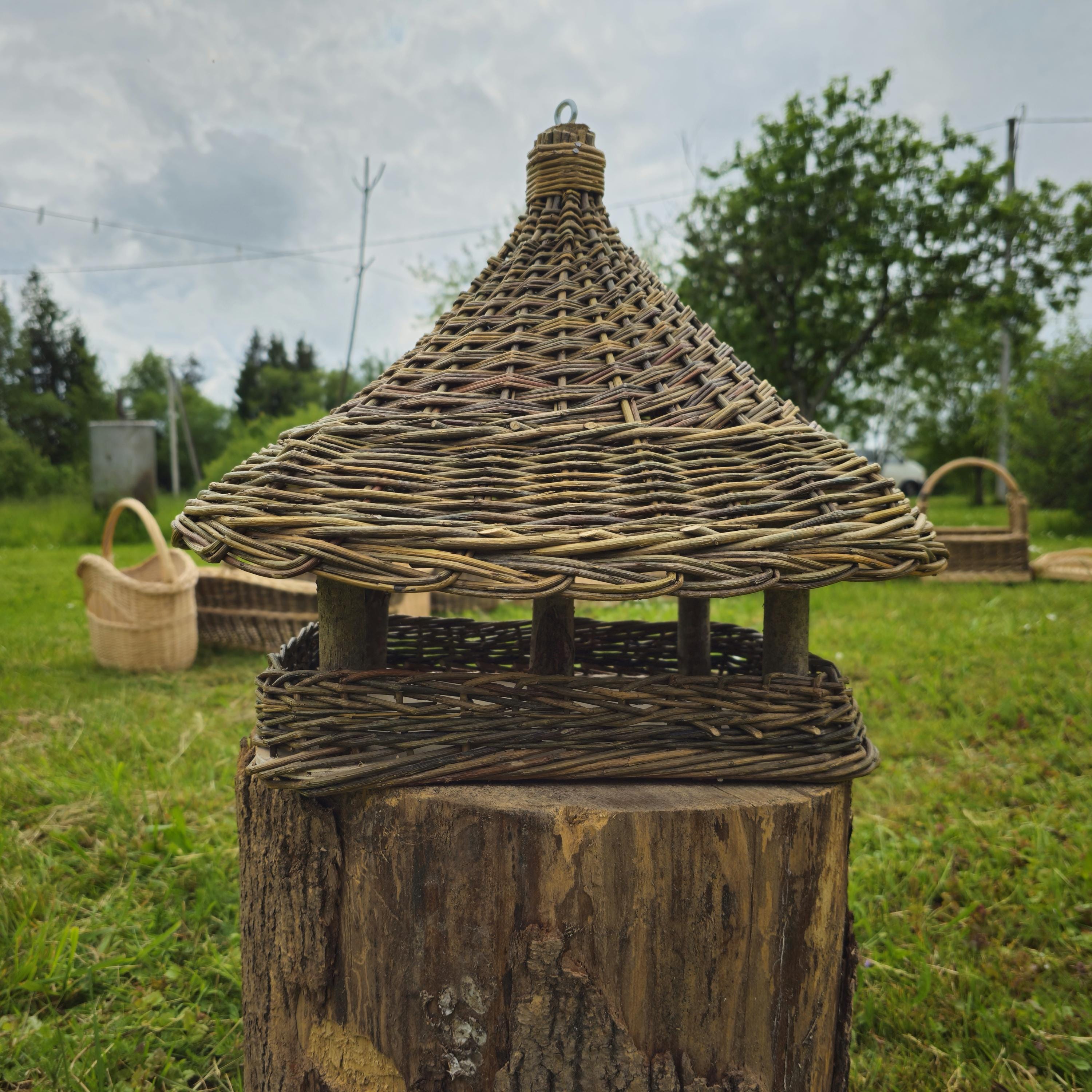 Handwoven Wicker Bird Feeder