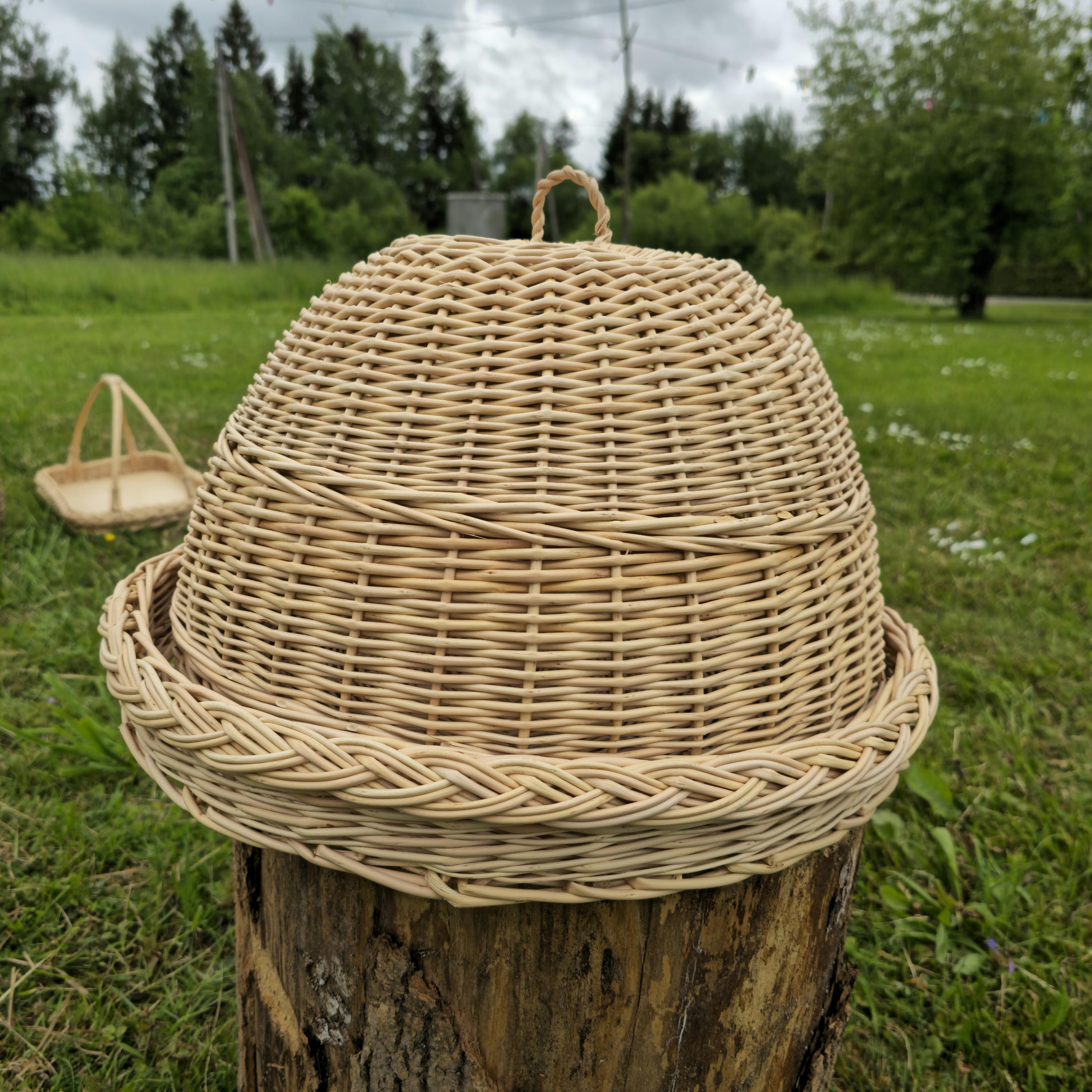 Handmade Wicker Food Cover with Tray