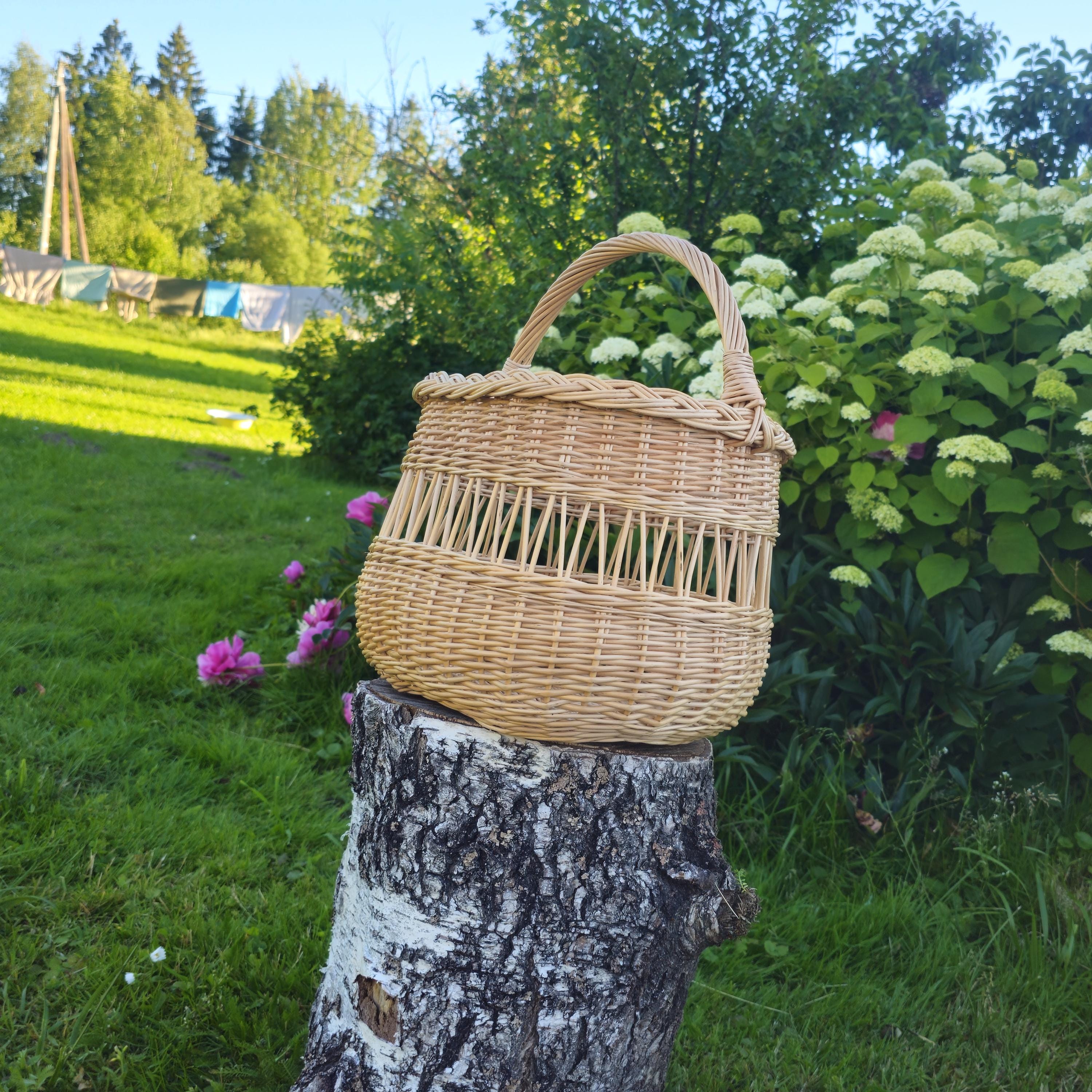 Handwoven willow foraging basket