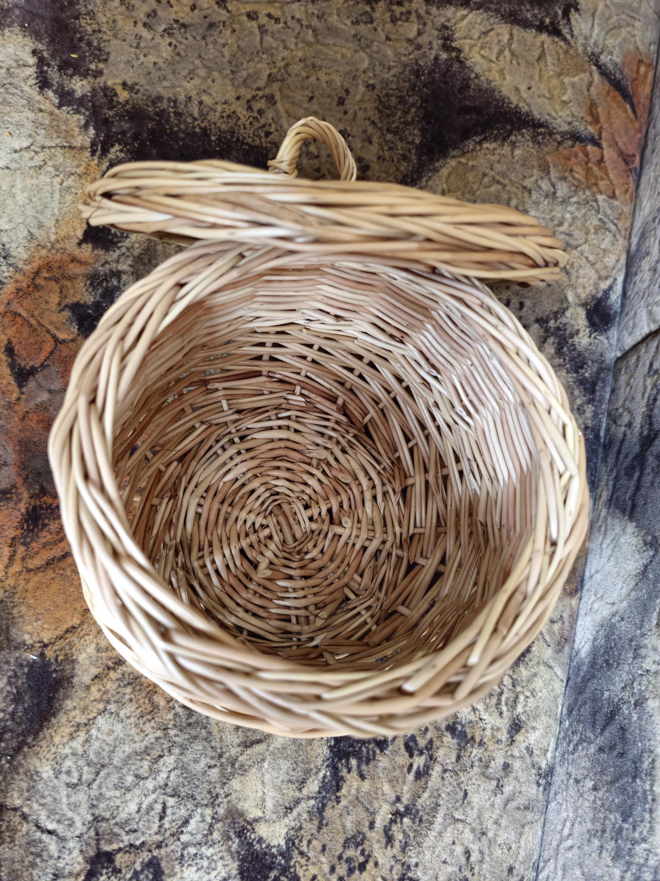 Handwoven Willow Basket Jar with Lid
