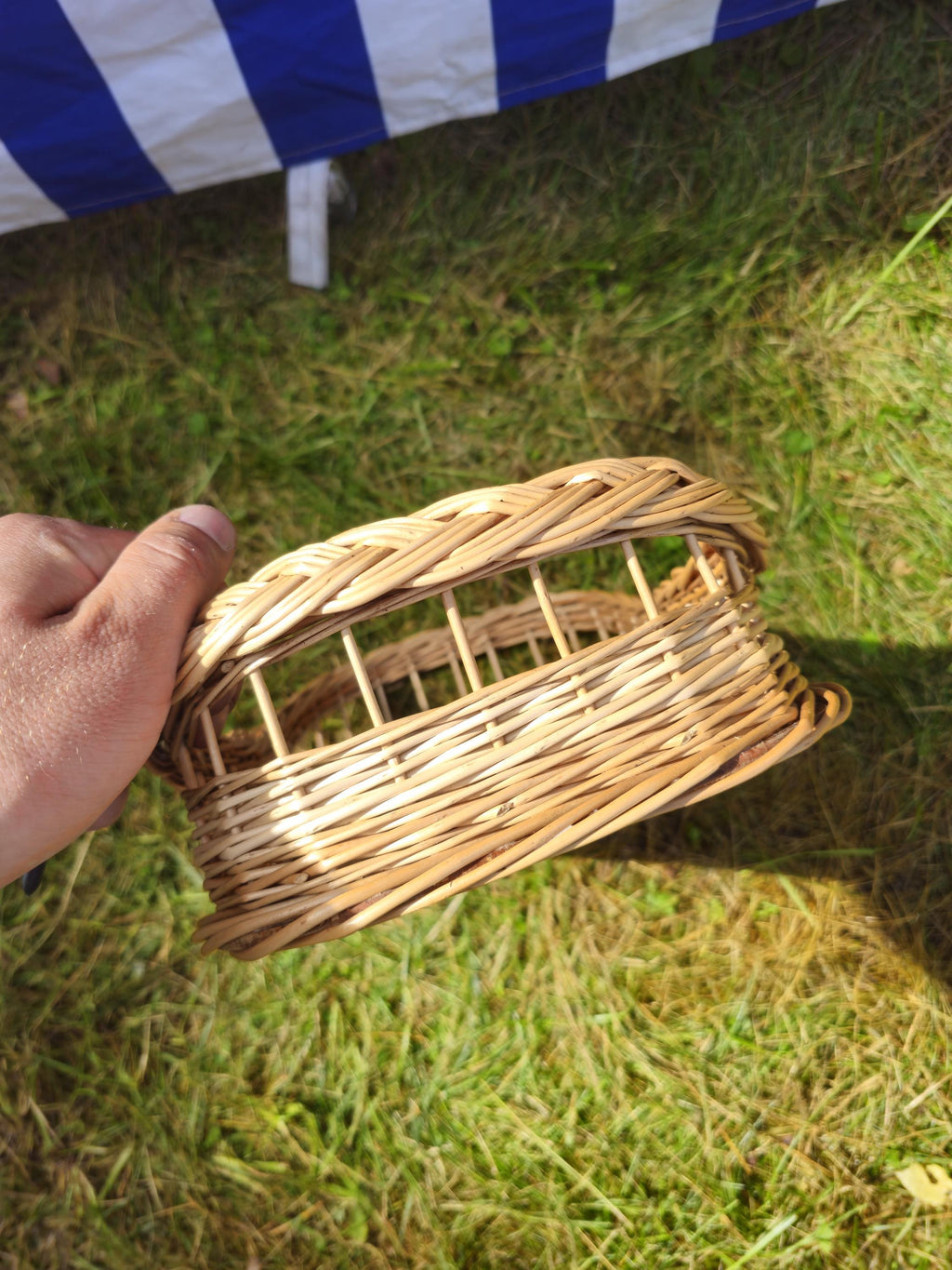 Wicker Serving Tray with Wooden Base – Handwoven Rectangular Basket