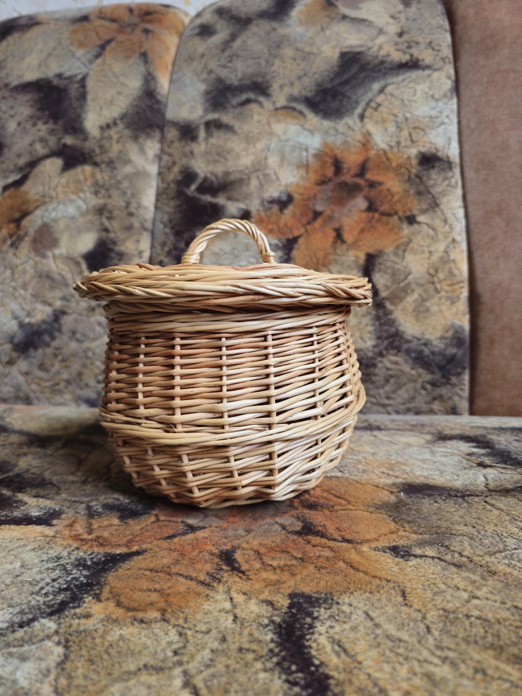 Handwoven Willow Basket Jar with Lid