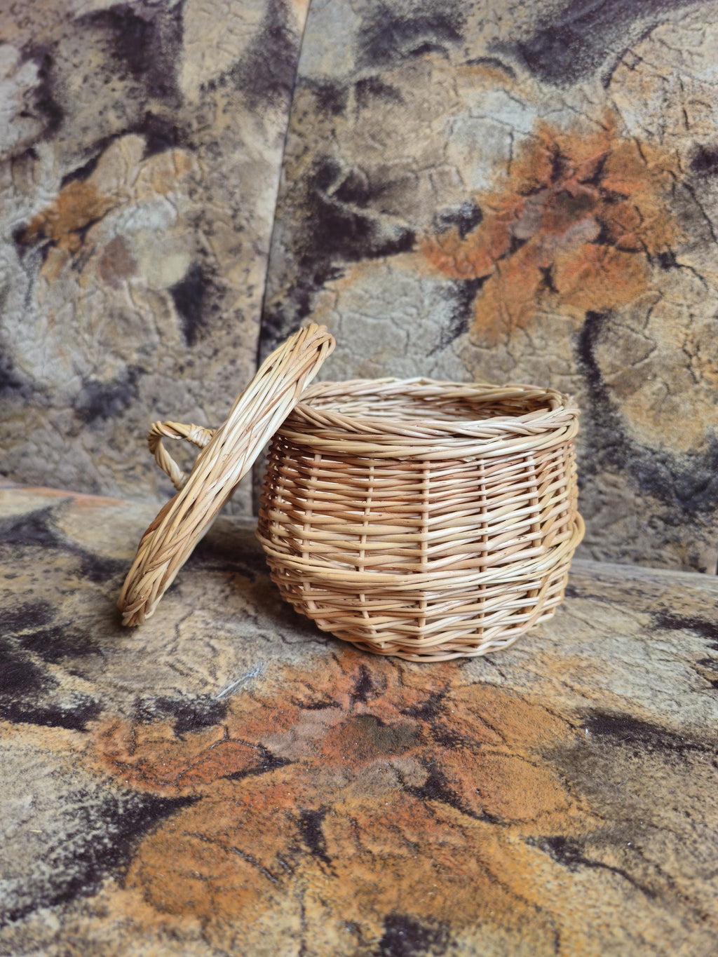 Handwoven Willow Basket Jar with Lid