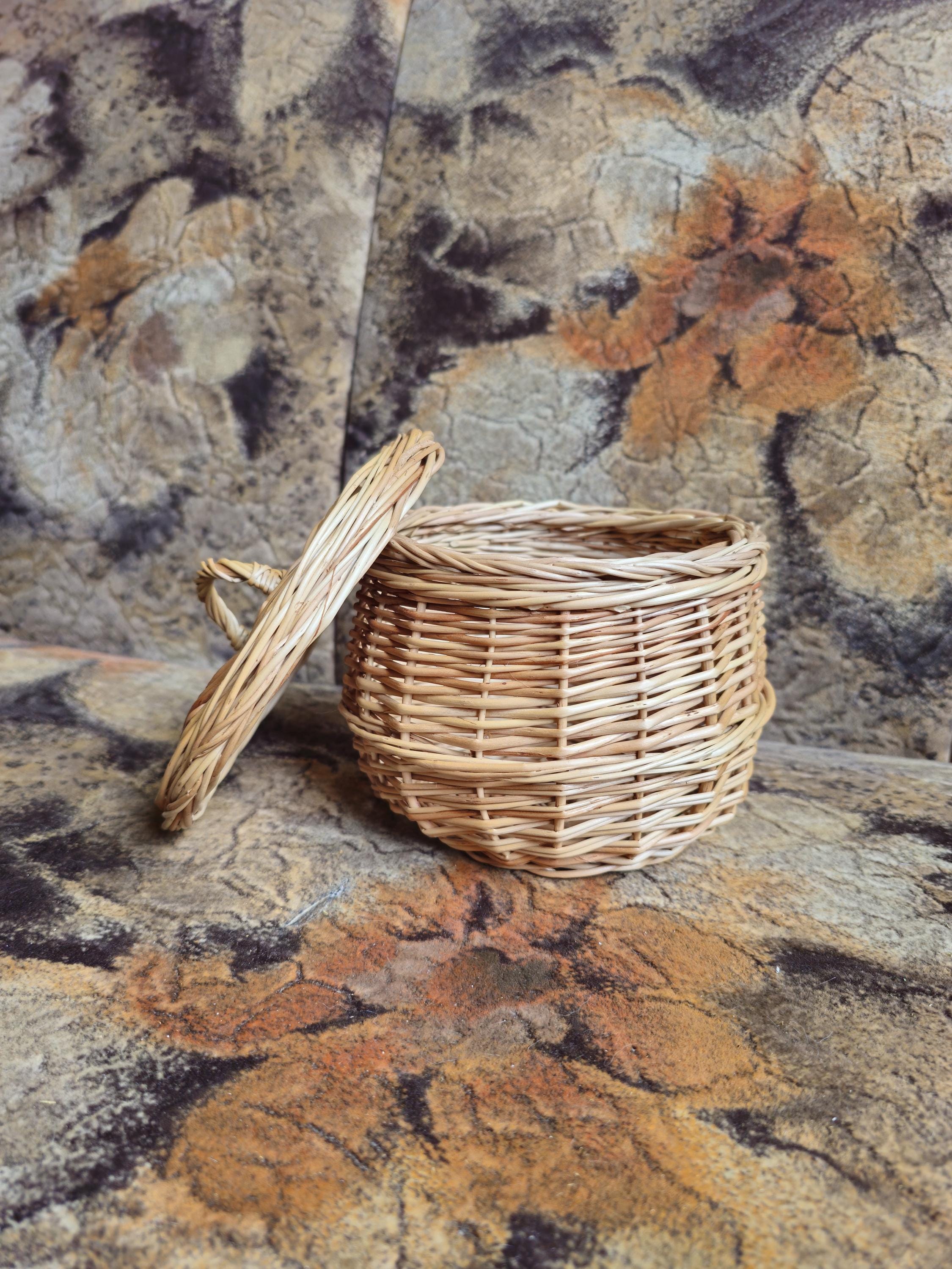 Handwoven Willow Basket Jar with Lid