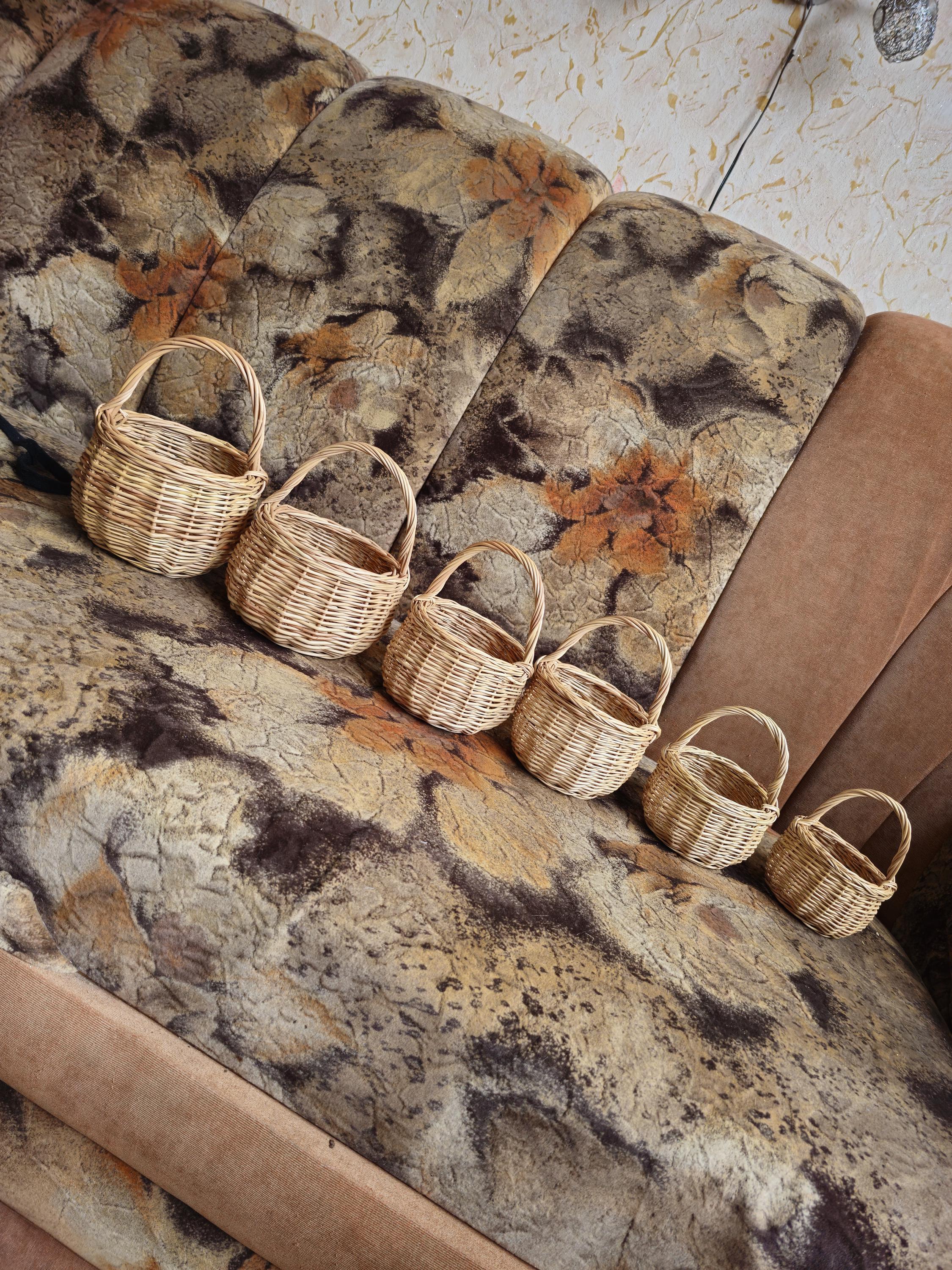 Small Handwoven Willow Basket with Handle