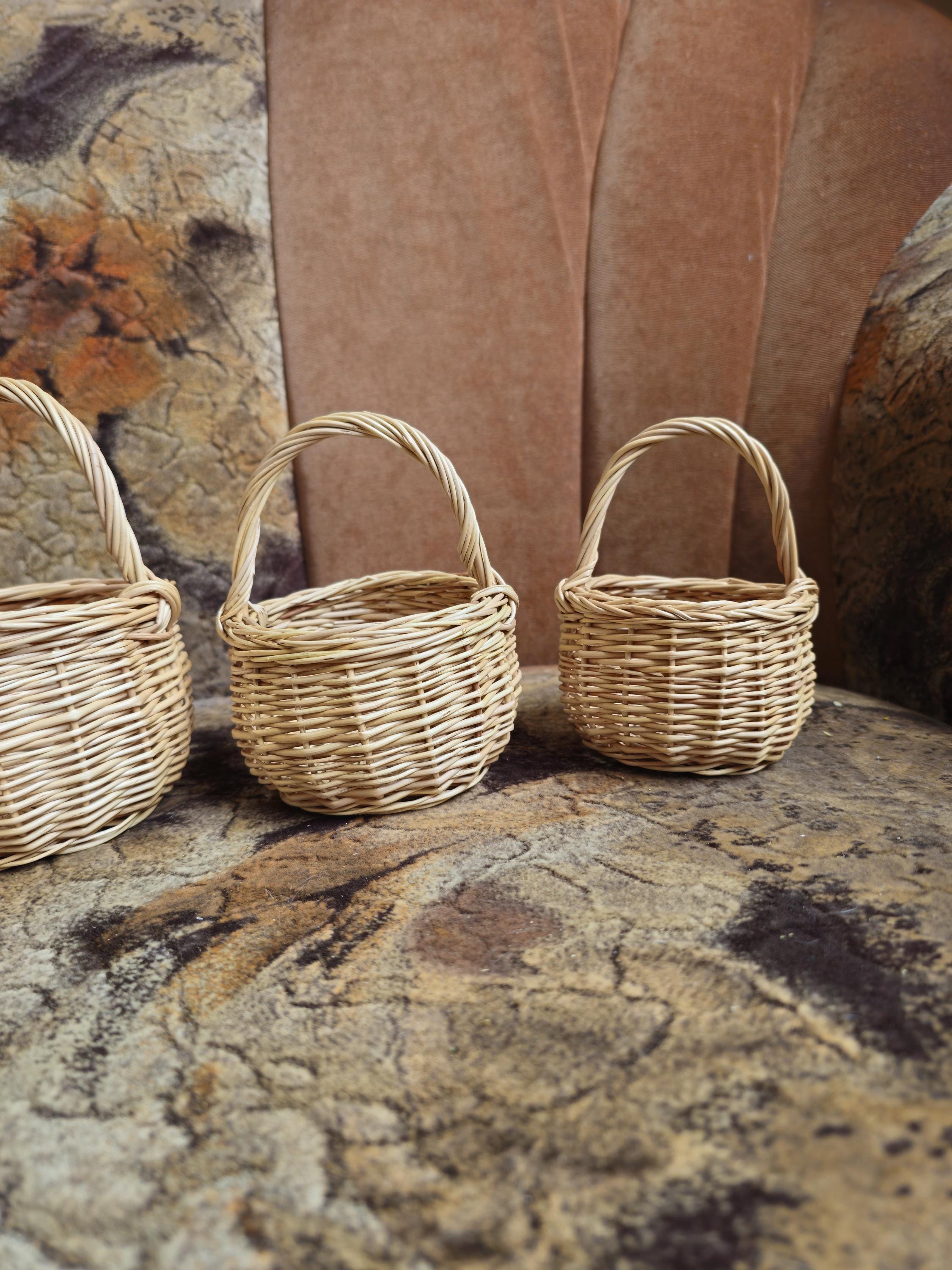 Small Handwoven Willow Basket with Handle
