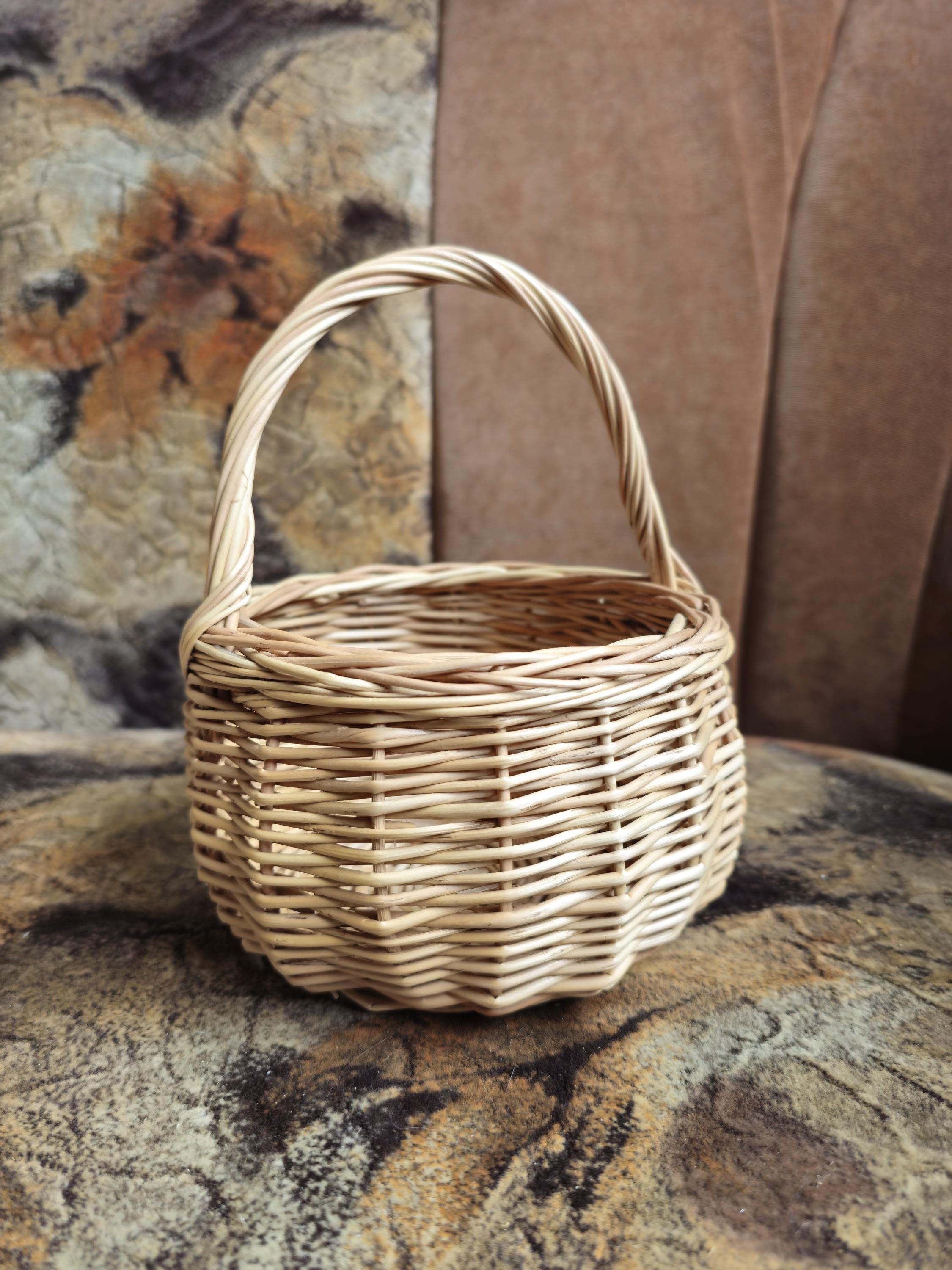 Small Handwoven Willow Basket with Handle
