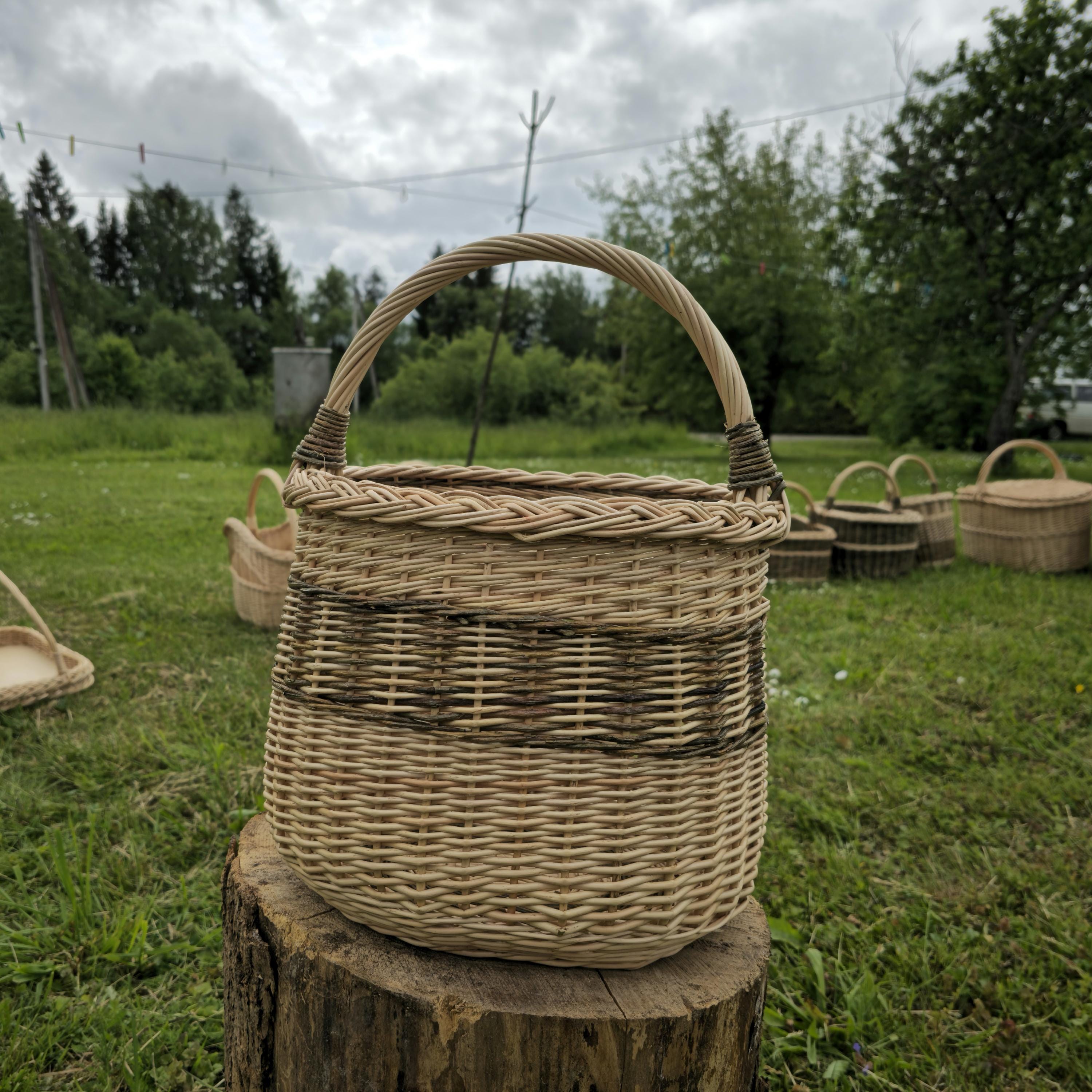 Handmade Tall Wicker Basket