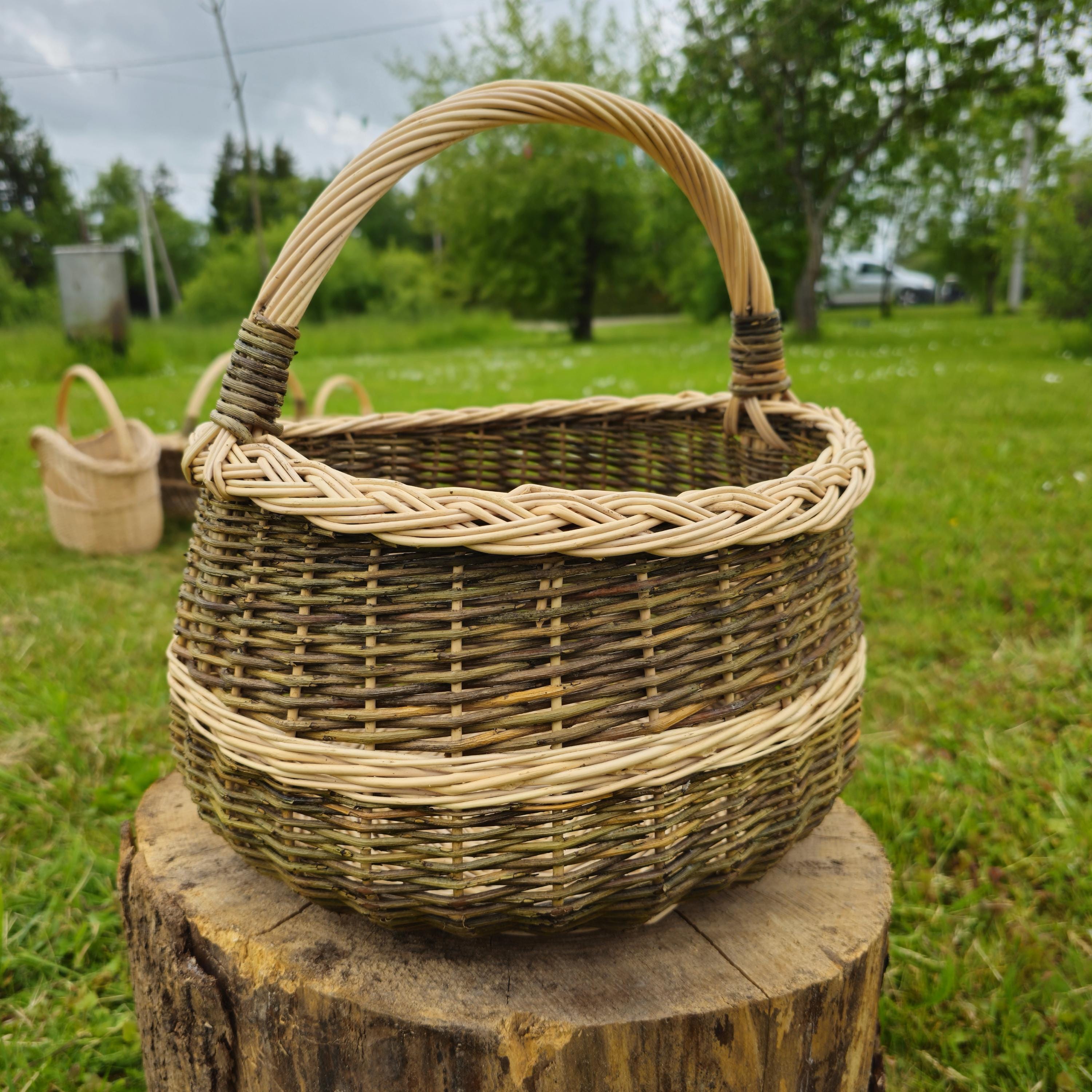 Handmade Dark Wicker Basket