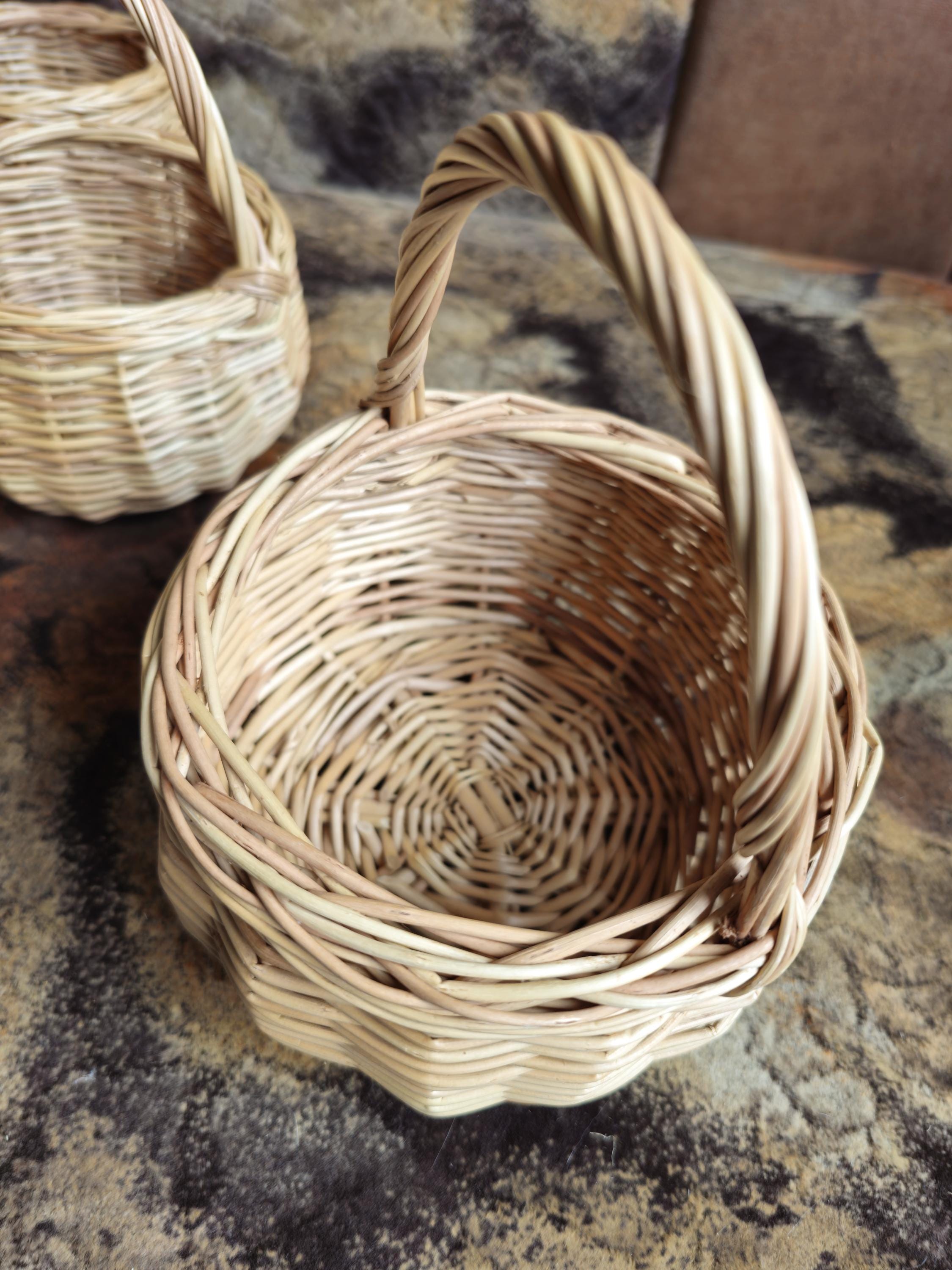 Small Handwoven Willow Basket with Handle