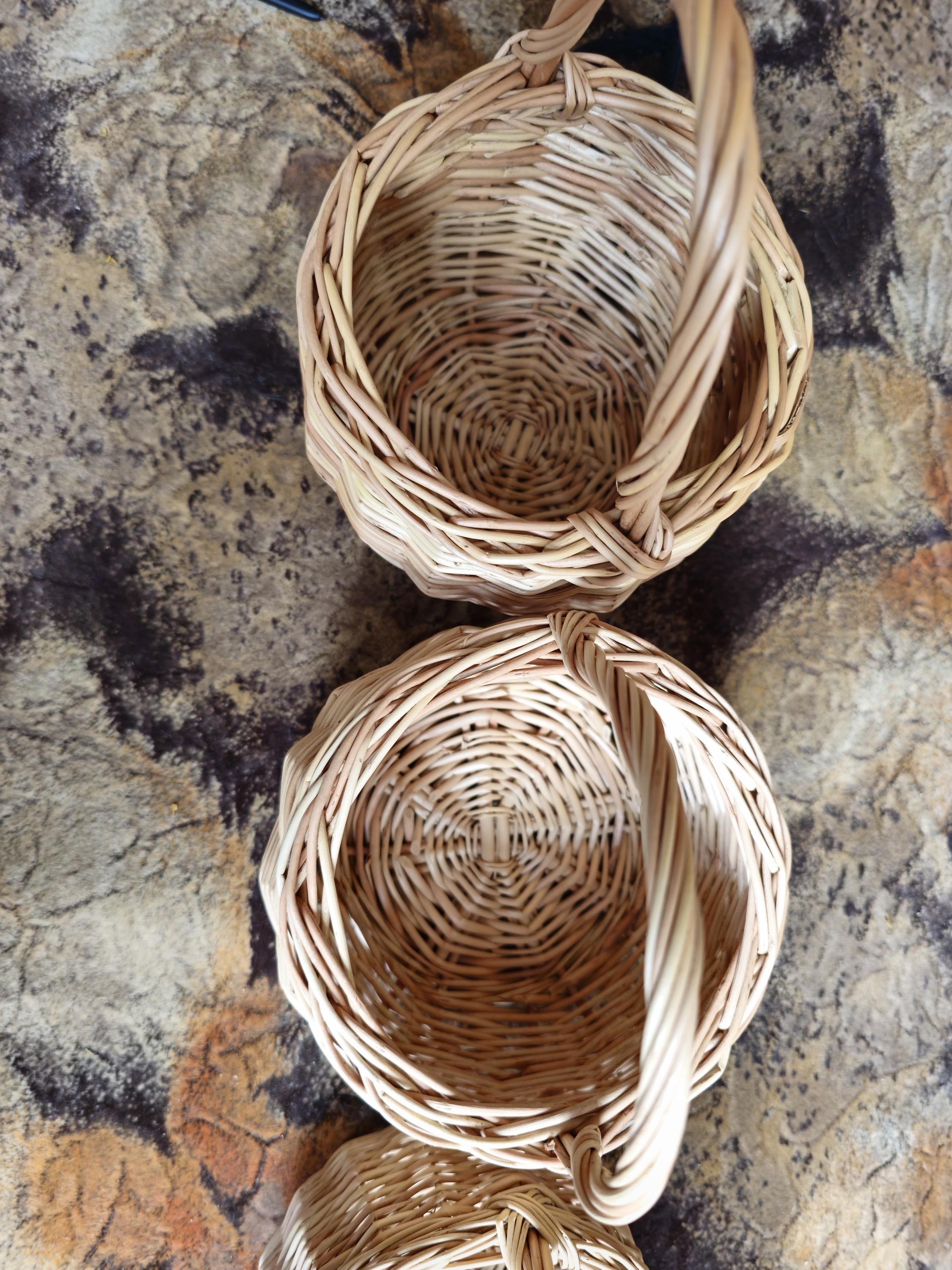Small Handwoven Willow Basket with Handle