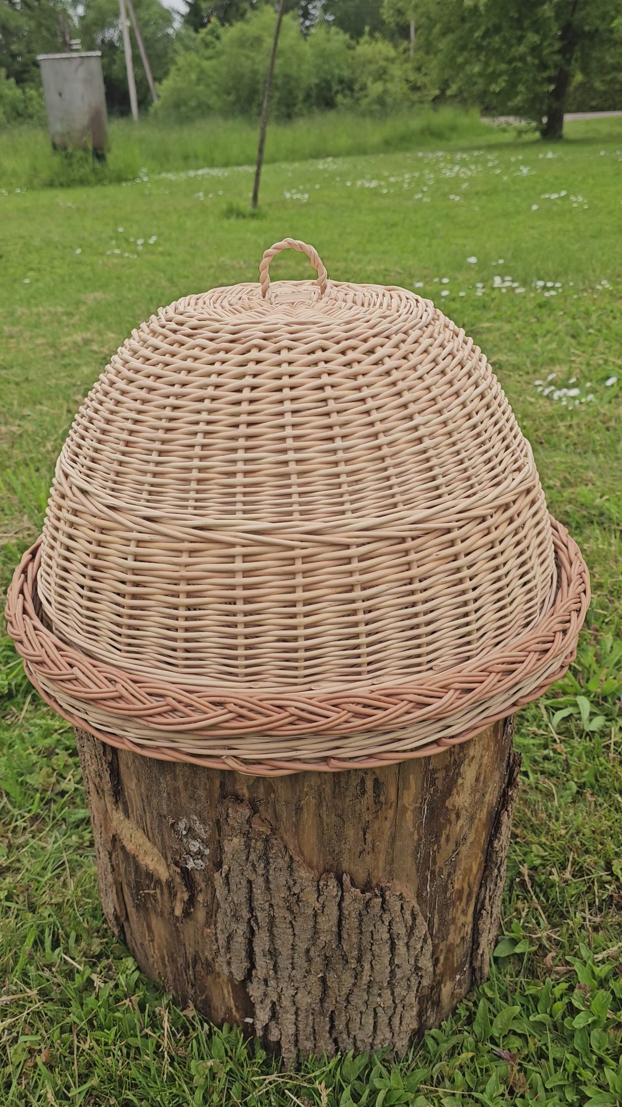 Handmade Wicker Food Cover with Tray