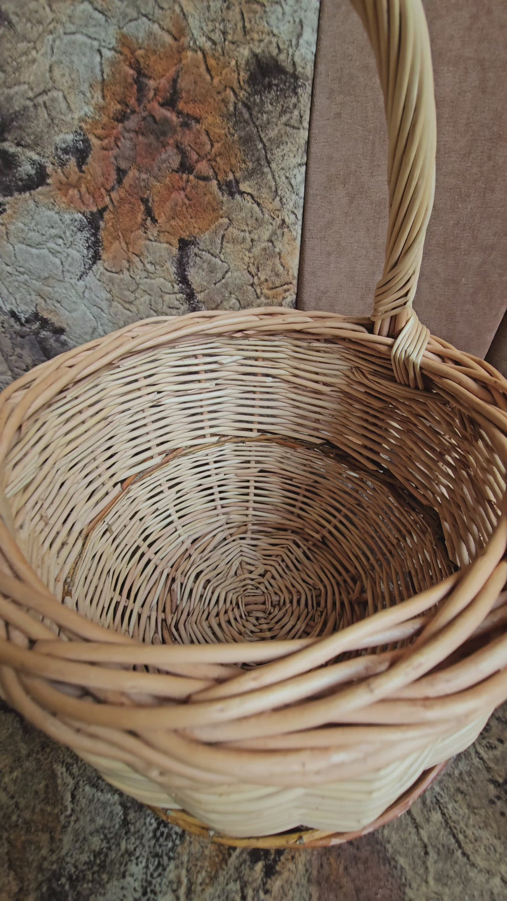 Handwoven Round Wicker Basket with Handle