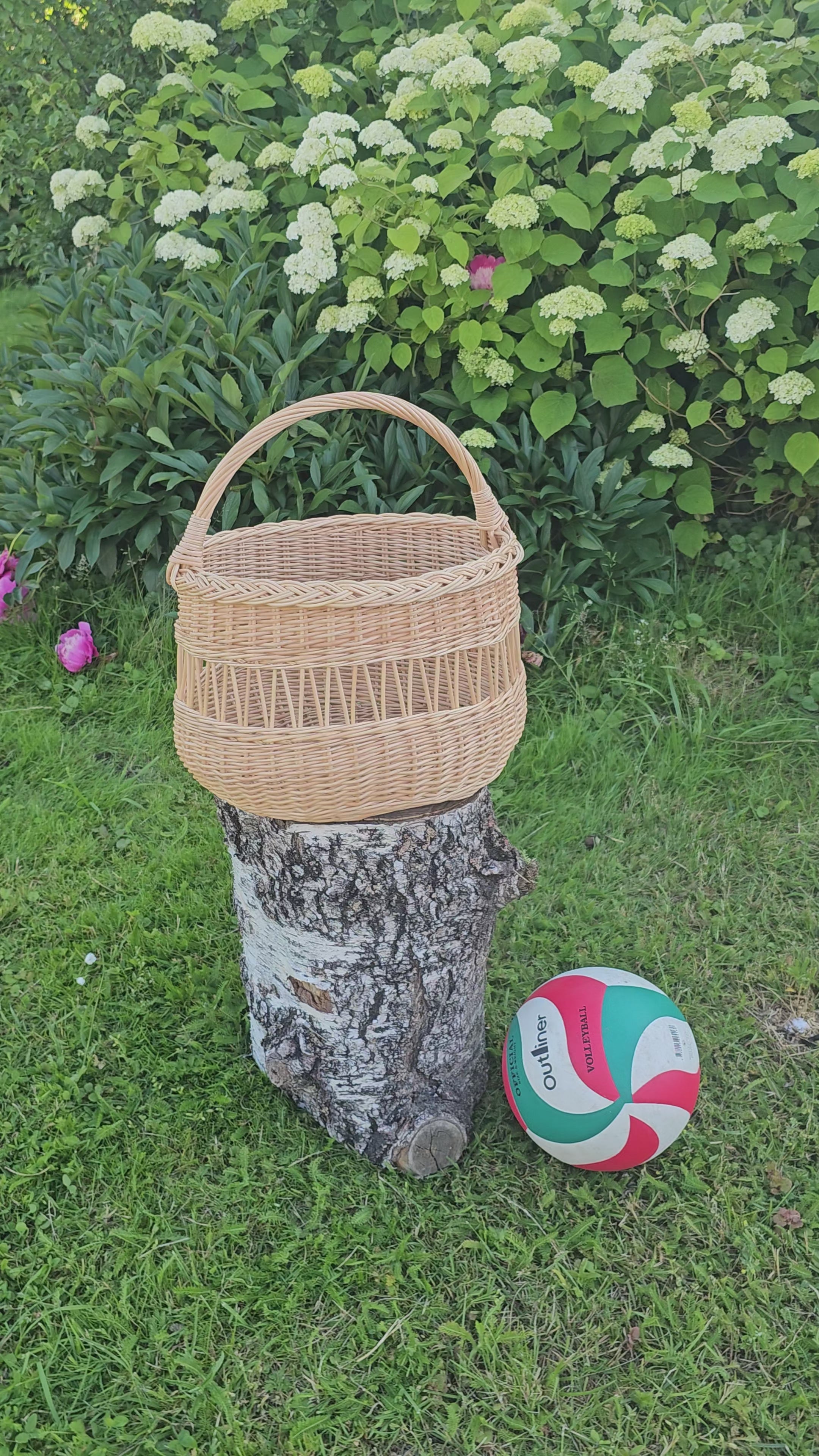 Handwoven willow foraging basket